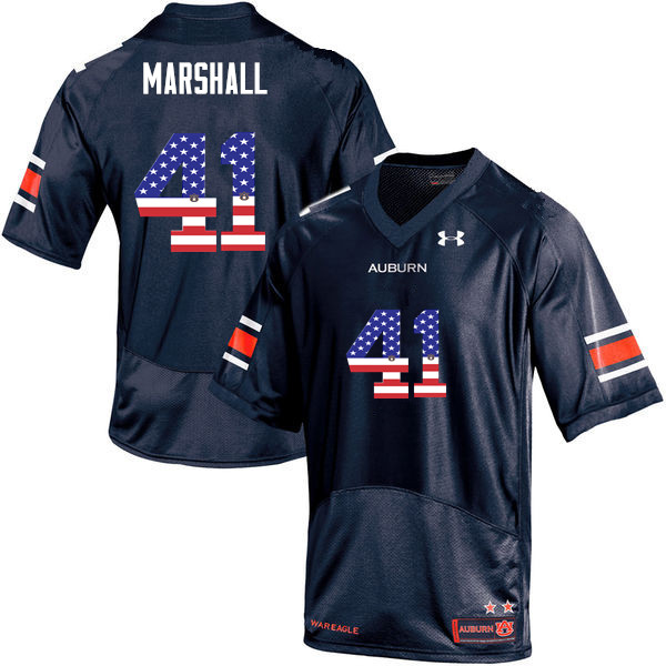 Men #41 Aidan Marshall Auburn Tigers USA Flag Fashion College Football Jerseys-Navy